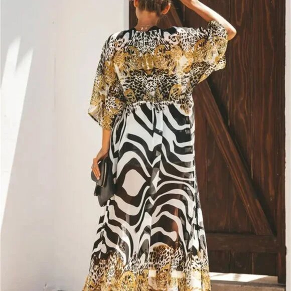 Tops - Kimono Leopard Duster Cover up Zebra Wrap Top NEW 🐆